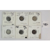 Image 1 : LOT OF 6 - 1901-1906 CDN 5 CENT SILVER PCS