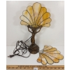 Image 2 : ART DECO LAMP W/ SHELL-SHAPED STAINED GLASS SHADES
