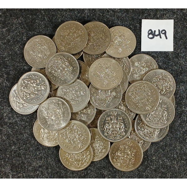 LOT OF 36 - 1968-1984 CDN 50 CENT PCS	