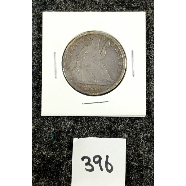 1854 U.S. SEATED LIBERTY SILVER HALF DOLLAR COIN