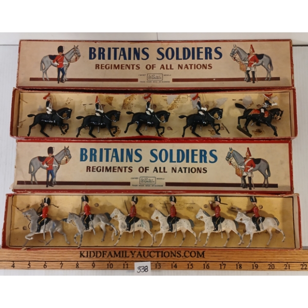 LOT OF 2 - BRITAINS SOLDIERS LEAD FIGURES - NO. 2 ROYAL HORSE GUARDS & 32 ROYAL SCOTS GREYS
