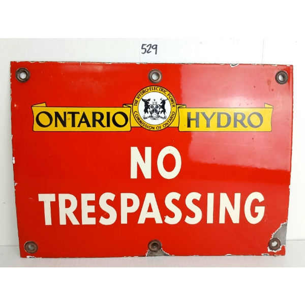 ONTARIO HYDRO NO TRESPASSING SSP SIGN