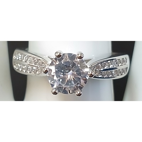 STERLING & CZ CHANEL RING