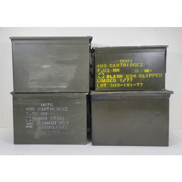 LOT OF 4 - METAL AMMO BOXES