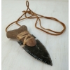 Image 1 : OBSIDIAN KNIFE W/ ANTLER HANDLE ON LEATHER STRING