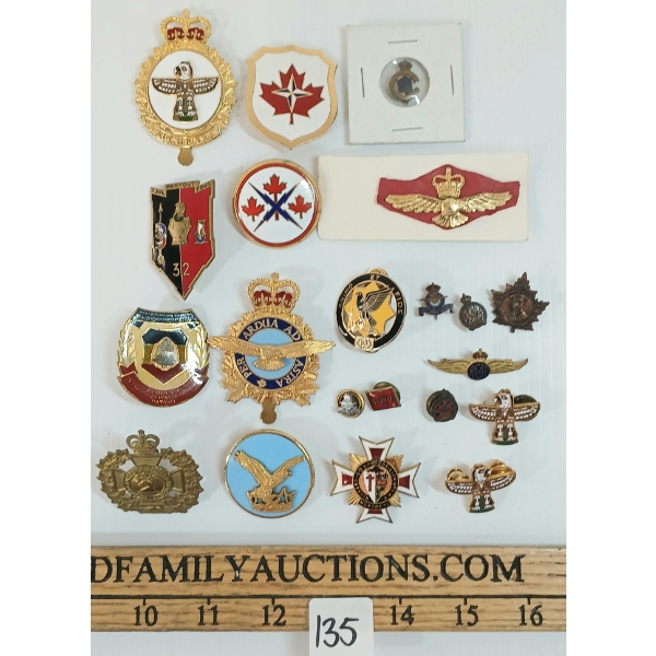 QTY OF CDN ENAMEL PINS - NORTHERN COMMAND, RCAF, AIR FORCE, ETC