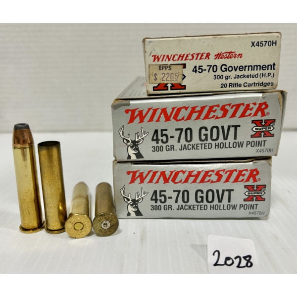 AMMO / BRASS: 50X LIVE & 10X BRASS WINCHESTER .45-70 GOVT - 300 GR JHP