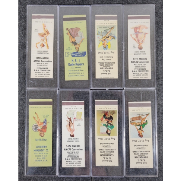LOT OF 8 - PIN-UP ADVERTISING MATCHBOOK PACKAGES - BROWN & BIGELOW, ETC