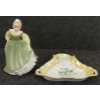 LOT OF 2 - ROYAL DOULTON "FAIR MAIDEN" & PORCELAIN CANDLESTICK HOLDER