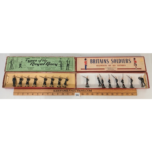 LOT OF 2 - BRITAINS SOLDIERS LEAD FIGURES - NO. 35 ROYAL MARINES & 2080 ROYAL NAVY