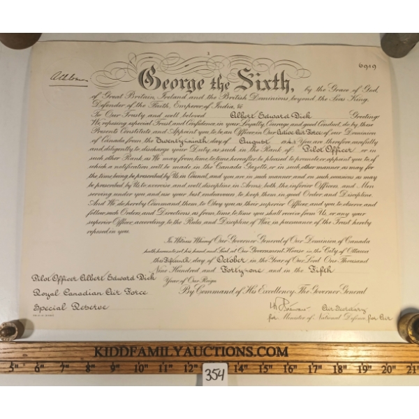 1941 ROYAL CDN AIR FORCE DISCHARGE DOCUMENT 
