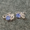 Image 1 : PAIR OF NATURAL TANZANITE & STERLING SILVER EARRINGS