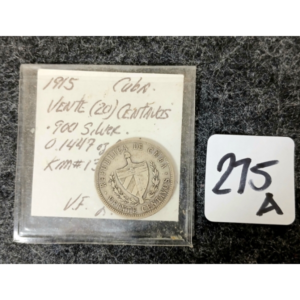 1915 CUBA 20 CENT COIN