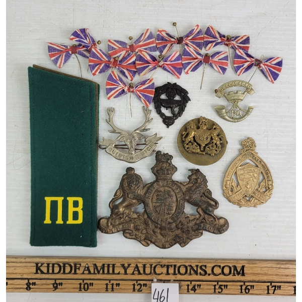 JOB LOT - MISC MILITIA PIECES - INCL SCOTTISH BADGE, SOVIET SHOULDER BOARDS, BRITISH RIBBONS, ETC