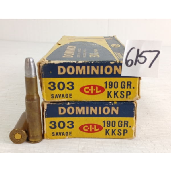 AMMO / BRASS: 40X DOMINION .303SAV - 190GR - KKSP - 8X BRASS ONCE FIRED