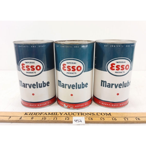 LOT OF 3 - IMPERIAL ESSO MARVELUBE MOTOR OIL QT CANS