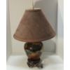 Image 2 : PORCELAIN CRANE MOTIF TABLE LAMP W/ SUEDE SHADE