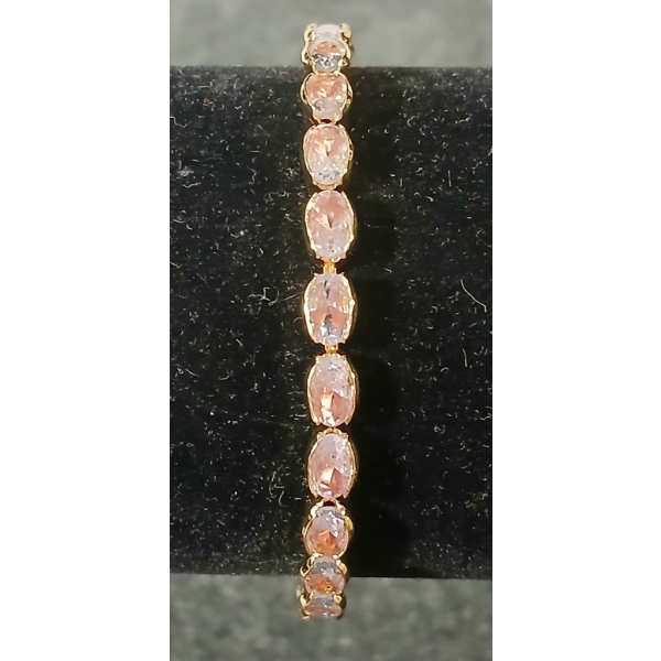14K GOLD PLATED OVAL CUT SIMULATED DIAMOND TENNIS BRACELET