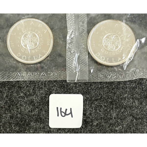  LOT OF 2 - 1964 CDN SILVER DOLLARS - CHARLOTTETOWN