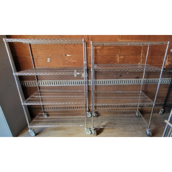 LOT OF 2 - ULINE STAINLESS STEEL WIRE RACKING