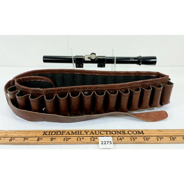 LOT OF 2 - LIGHT MODEL 1975 4X15 SCOPE & 12GA BANDOLIER 