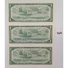 Image 2 : LOT OF 3 - 1954 CDN $1 BANKNOTES - SEQUENTIAL