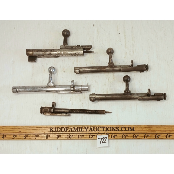 LOT OF 5 - MILITARY FIREARM BOLTS