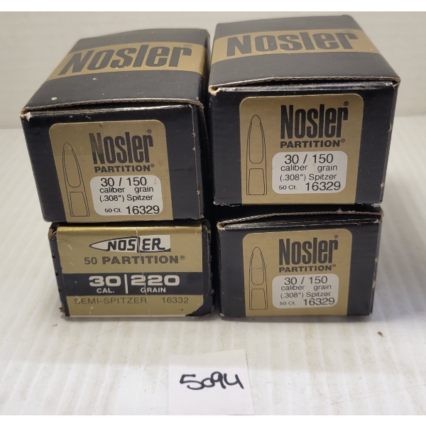 BULLETS: 200X NOSLER .30 - 150 & 220GR - SEMI-SPITZER & SPITZER 