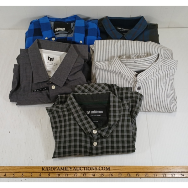 LOT OF 5 - MINIMUM MEN'S LARGE DRESS SHIRTS