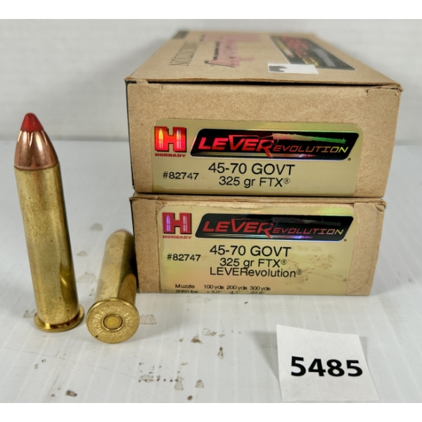 AMMO: 40X HORNADY .45-70 GOVT - 325 GR POLY TIP