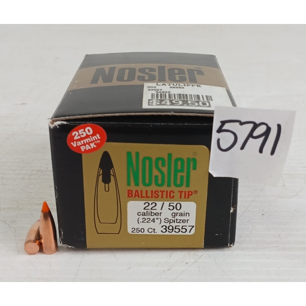 BULLETS: 250X NOSLER .22CAL - 50GR
