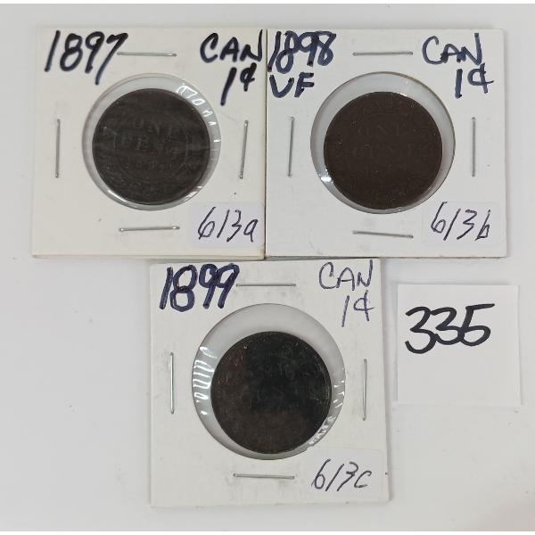LOT OF 3 - 1897 - '99 CDN LARGE CENTS