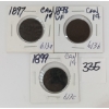 Image 1 : LOT OF 3 - 1897 - '99 CDN LARGE CENTS
