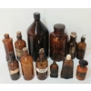 Image 1 : LOT OF 12 - AMBER GLASS APOTHECARY & CHEMISTRY BOTTLES
