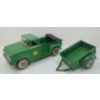 Image 1 : LOT OF 2 - TONKA PRESSED STEEL JOHN DEERE TRUCK & TRAILER