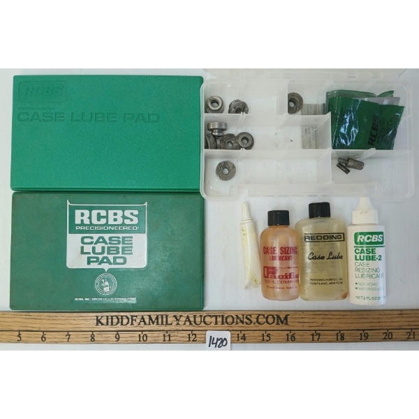 JOB LOT - RCBS CASE LUBE PADS, CASE LUBE & QTY OF SHELL HOLDERS