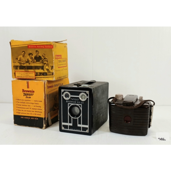 LOT OF 2 - KODAK 1953-57 BROWNIE HOLIDAY & 1941 SIX-20 BOX CAMERAS 