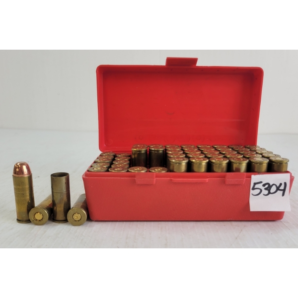 AMMO / BRASS: 50X MIXED .45COLT - 36X LIVE & 14X BRASS ONCE FIRED - RELOADS IN CASE