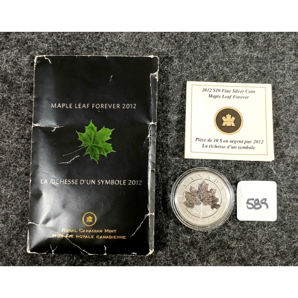 2012 RCM $10 FINE SILVER COIN - MAPLE LEAF FOREVER