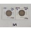 Image 1 : LOT OF 2 - CDN 1874 & 1891 25 CENT SILVER PCS