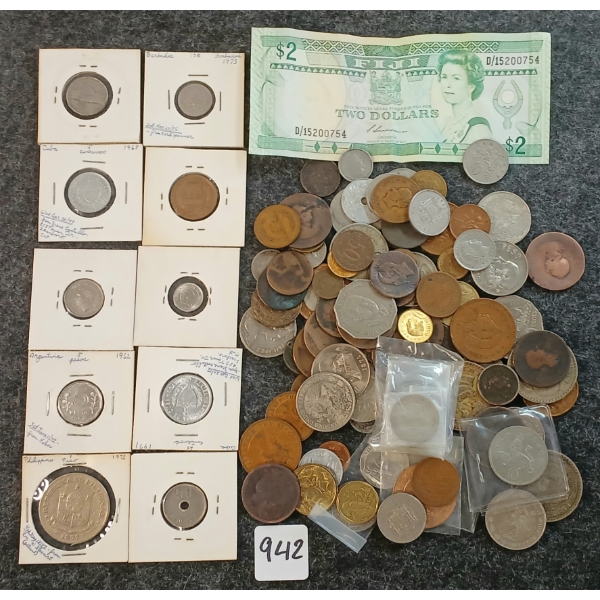 JOB LOT - WORLD COINS & BANKNOTE - JAMAICA, MEXICO, FIJI, CUBA, PHILIPPINES, ETC