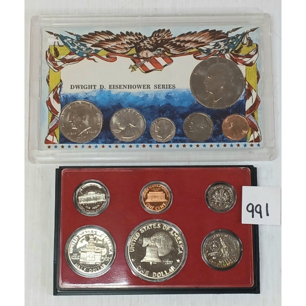 LOT OF 2 - 1971 DWIGHT EISENHOWER SERIES & 1975 US PROOF SET