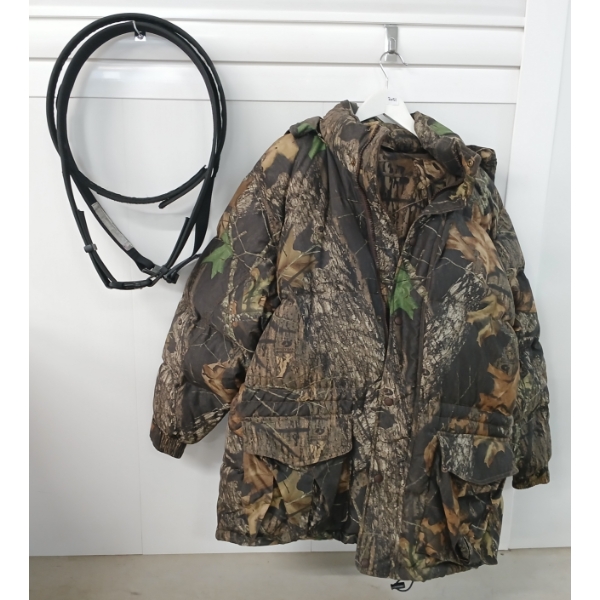 LOT OF 5 - COMPETITION SPEED GUN BELTS, CABELA'S PANTS & GOOSEDOWN JACKET