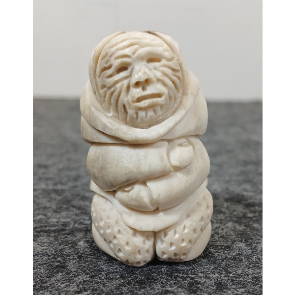 "OLD WOMAN" BY SILAS KAYAKJUAK(1956 - 2024) - ANTLER