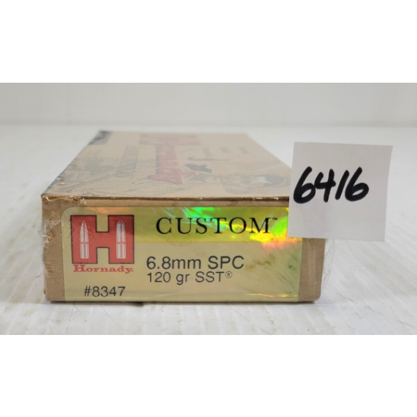 AMMO: 20X HORNADY CUSTOM 6.8MM SPC - 120GR - SST - SEALED