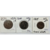Image 1 : LOT OF 3 - 1834, 1844 & 1865 US 1 & 2 CENT COINS