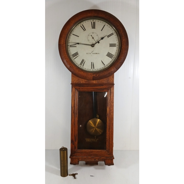 SETH THOMAS #2 OAK REGULATOR WALL CLOCK