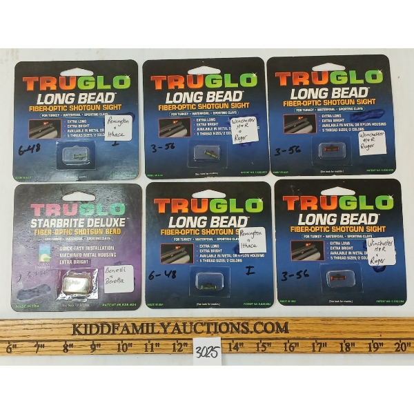 LOT OF 6 - TRUGLO LONG BEAD & STARBRITE DELUXE FIBER-OPTIC SHOTGUN SIGHTS