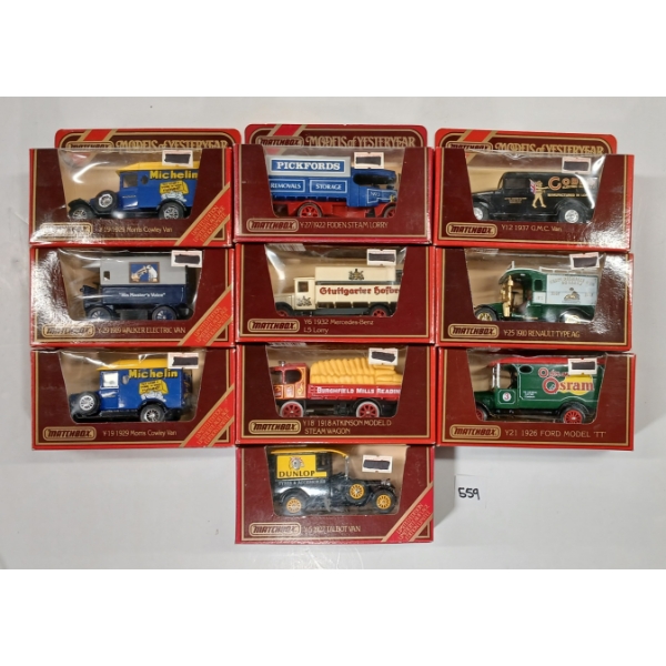 LOT OF 10 - MATCHBOX DIECAST MODELS OF YESTERYEAR - INCL Y-5 1927 TALBOT VAN, ETC.