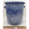 Image 3 : COBALT BLUE STONEWARE CROCK W/ FLORAL DESIGN